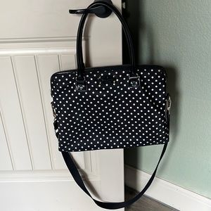 Kate spade messenger laptop bag black and white dots.  Color Red inside.